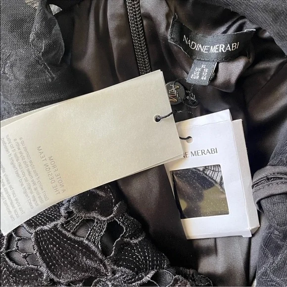 ✨NWT✨Nadine Merabi Eleanor Wide Leg Jumpsuit Black Velvet Long Sleeve Size 12 - Picture 6 of 7